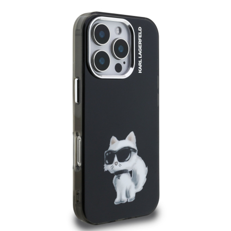 Husa iPhone 16 Pro Max Karl Lagerfeld IML Aquarelle Choupette, Black [3]