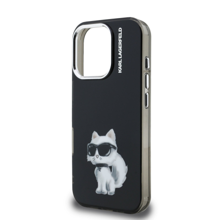 Husa iPhone 16 Pro Max Karl Lagerfeld IML Aquarelle Choupette, Black [4]