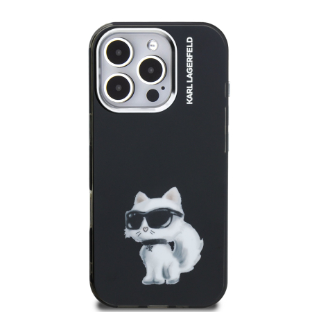 Husa iPhone 16 Pro Max Karl Lagerfeld IML Aquarelle Choupette, Black [1]