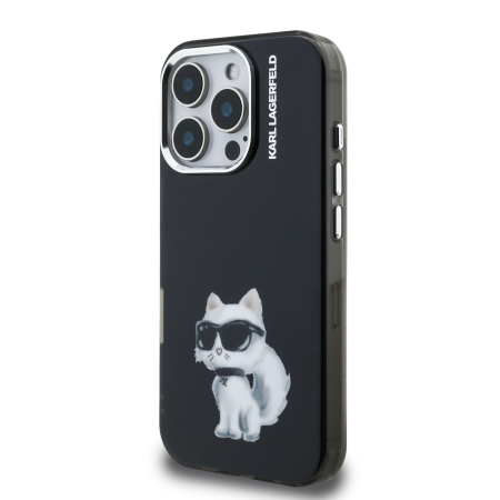 Husa iPhone 16 Pro Max Karl Lagerfeld IML Aquarelle Choupette, Black [2]