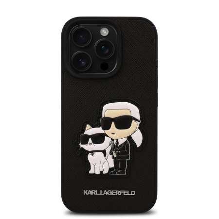 IPHONE 16 PRO MAX - Husa iPhone 16 Pro Max, Karl Lagerfeld PU Saffiano Karl and Choupette, Black