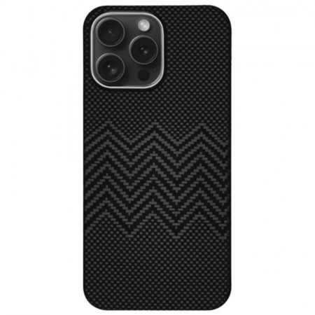 IPHONE 16 PRO - Husa iPhone 16 Pro, Kevlar Aramid Fiber with MagSafe, Black Waves