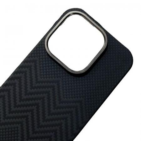Husa iPhone 15 Pro Max, Kevlar Aramid Fiber with MagSafe, Black Waves [7]