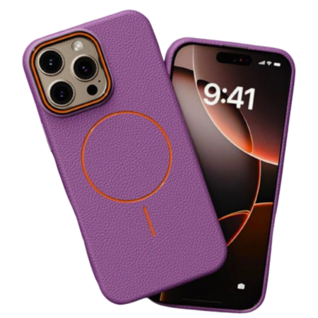 IPHONE 16 PRO MAX - Husa iPhone 16 Pro Max, Silicon Texturat cu Protectie Interioara din Piele si MagSafe, Purple