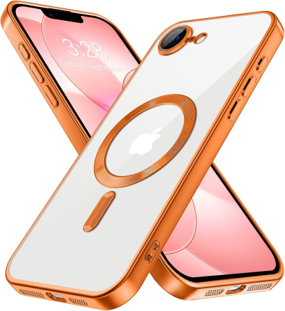 IPHONE 17E - Husa iPhone 16e / 17e, Luxury MagSafe Anti-Shock cu Protectie Lentile Camera, Cosmic Orange