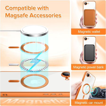 Husa iPhone 16e / 17e, Luxury MagSafe Anti-Shock cu Protectie Lentile Camera, Cosmic Orange [4]
