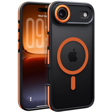 Husa iPhone 17 Air, Anti-Slip Shockproof, Military-Grade Protection, MagSafe, Cosmic Orange - Black [0]