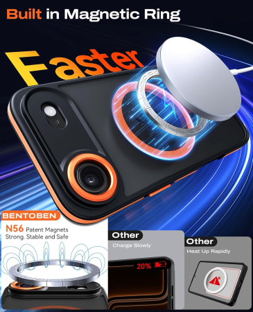Husa iPhone 17 Air, Anti-Slip Shockproof, Military-Grade Protection, MagSafe, Cosmic Orange - Black [2]