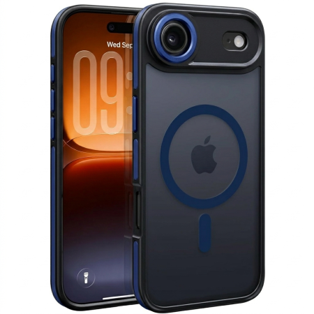 IPHONE 17 AIR - Husa iPhone 17 Air, Anti-Slip Shockproof, Military-Grade Protection, MagSafe, Deep Blue - Black
