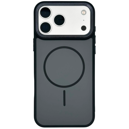 IPHONE 17 AIR - Husa iPhone 17 Air, Anti-Slip Silicone Frame, Hard Back MagSafe, Dur Aluminium frame Camera Protection, Black