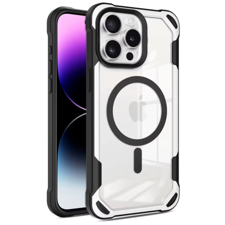 IPHONE 17 AIR - Husa iPhone 17 Air, Bumper MagSafe Shockproof, Black-White