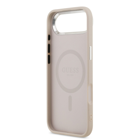 Husa iPhone 17 Air, Guess PU Leather Triangle Logo MagSafe, Pink [5]