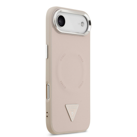 Husa iPhone 17 Air, Guess PU Leather Triangle Logo MagSafe, Pink [2]