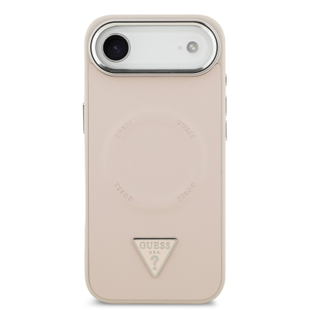 Husa iPhone 17 Air, Guess PU Leather Triangle Logo MagSafe, Pink [1]