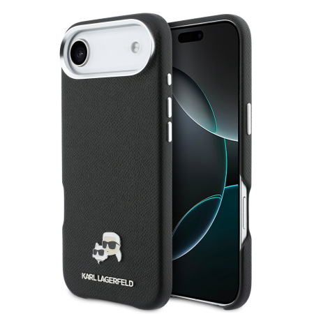 IPHONE 17 AIR - Husa iPhone 17 Air, Karl Lagerfeld PU Karl and Choupette Heads Pins MagSafe, Black