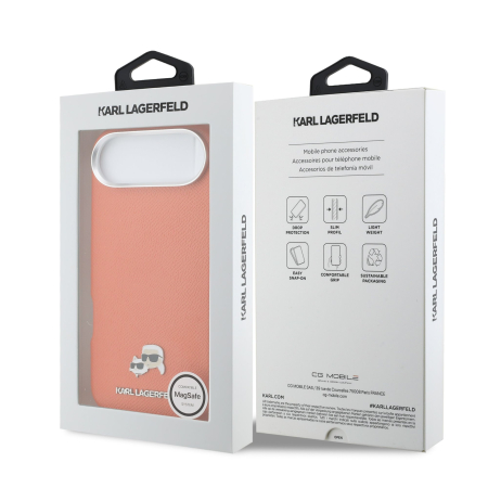 Husa iPhone 17 Air, Karl Lagerfeld PU Karl and Choupette Heads Pins MagSafe, Orange [6]