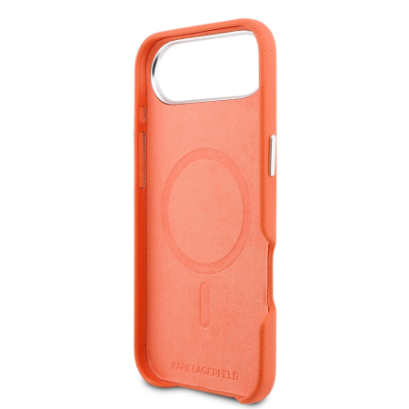 Husa iPhone 17 Air, Karl Lagerfeld PU Karl and Choupette Heads Pins MagSafe, Orange [5]