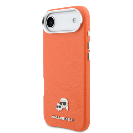 Husa iPhone 17 Air, Karl Lagerfeld PU Karl and Choupette Heads Pins MagSafe, Orange [2]