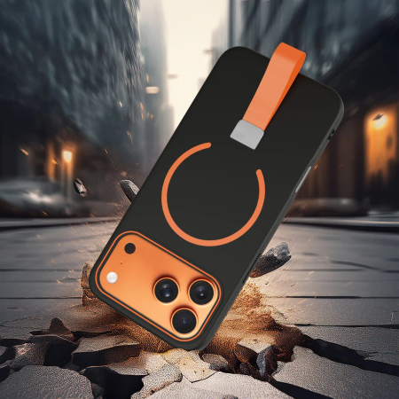 Husa iPhone 17 Air Loop Thin MagSafe, Black-Orange [4]