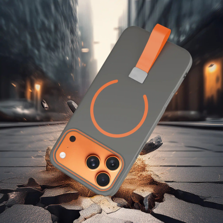 Husa iPhone 17 Pro, Loop Thin MagSafe, Grey-Orange [5]