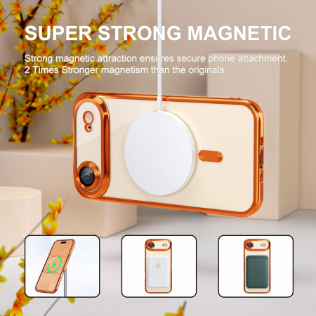 Husa iPhone 17 Air, Luxury MagSafe Anti-Shock cu Protectie Lentile Camera, Cosmic Orange [3]