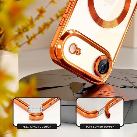 Husa iPhone 17 Air, Luxury MagSafe Anti-Shock cu Protectie Lentile Camera, Cosmic Orange [4]