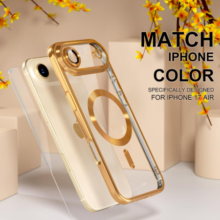 Husa iPhone 17 Air, Luxury MagSafe cu Protectie Lentile Camera si Anti-Shock, Gold [4]