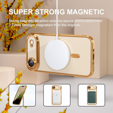 Husa iPhone 17 Air, Luxury MagSafe cu Protectie Lentile Camera si Anti-Shock, Gold [3]