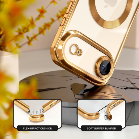 Husa iPhone 17 Air, Luxury MagSafe cu Protectie Lentile Camera si Anti-Shock, Gold [2]
