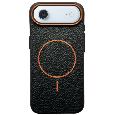 IPHONE 17 AIR - Husa iPhone 17 Air, Silicon Texturat cu Protectie Interioara din Piele si MagSafe, Black