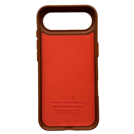 Husa iPhone 17 Air, Silicon Texturat cu Protectie Interioara din Piele si MagSafe, Orange-Brown [1]