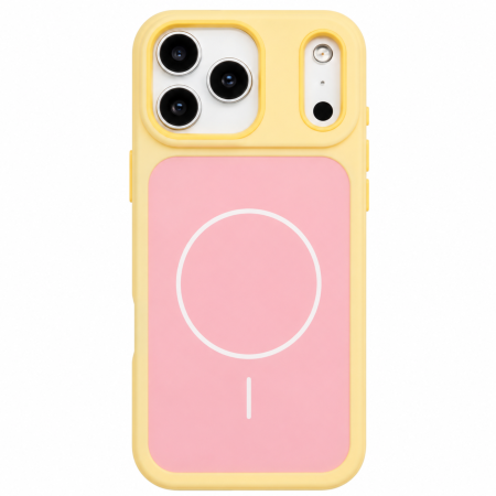 IPHONE 17 - Husa iPhone 17, Anti-Scratch Protective Back Cover 2-in-1 Matte Pure Color, MagSafe, Yellow-Pink