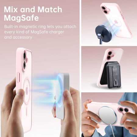 Husa iPhone 17, Crystal Clear MagSafe, Pink [3]