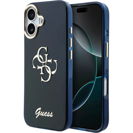 IPHONE 17 - Husă iPhone 17 Guess IML 4G Script Metal Logo, Blue