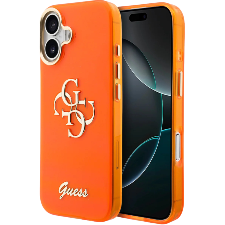 IPHONE 17 - Husă iPhone 17 Guess IML 4G Script Metal Logo, Orange