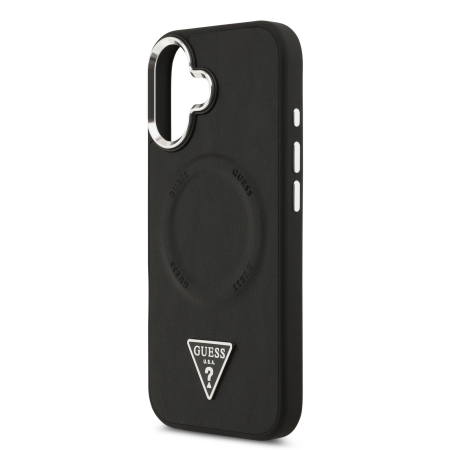 Husa iPhone 17 Guess PU Leather Triangle Logo MagSafe, Black [2]