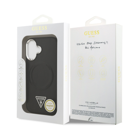 Husa iPhone 17 Guess PU Leather Triangle Logo MagSafe, Black [6]