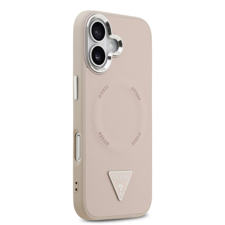 Husa iPhone 17, Guess PU Leather Triangle Logo MagSafe, Pink [3]
