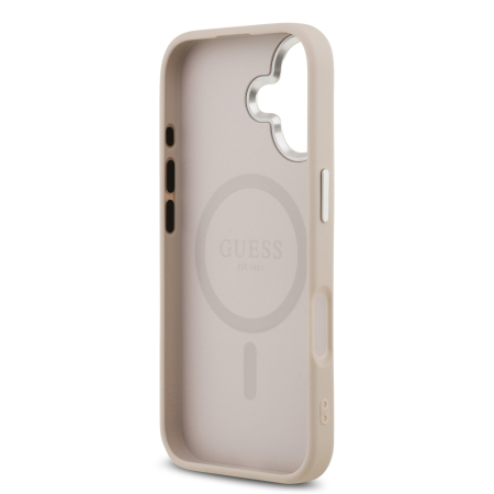 Husa iPhone 17, Guess PU Leather Triangle Logo MagSafe, Pink [5]