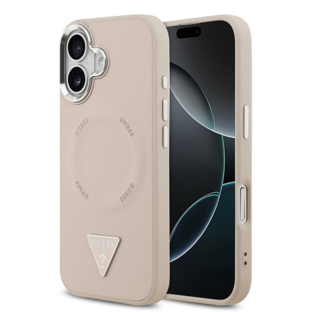 IPHONE 17 - Husa iPhone 17, Guess PU Leather Triangle Logo MagSafe, Pink
