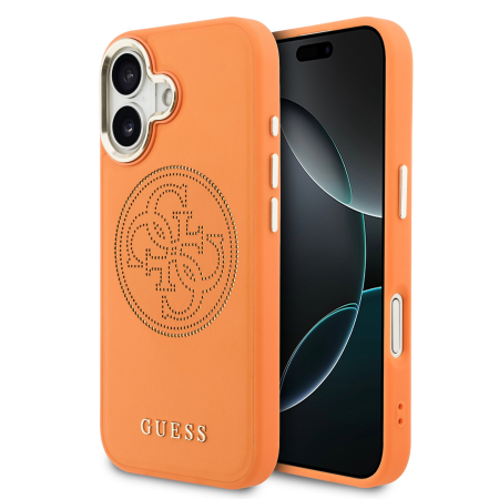 IPHONE 17 - Husa iPhone 17, Guess PU Perforated 4G Logo MagSafe, Orange
