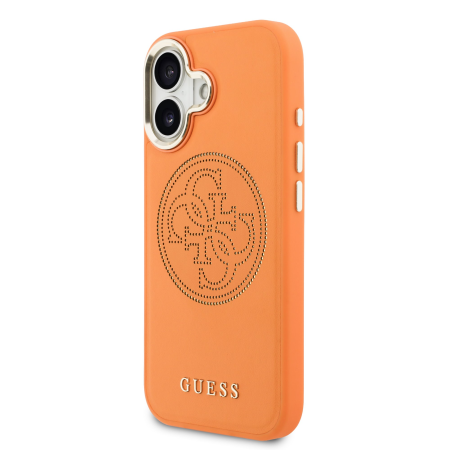 Husa iPhone 17, Guess PU Perforated 4G Logo MagSafe, Orange [3]