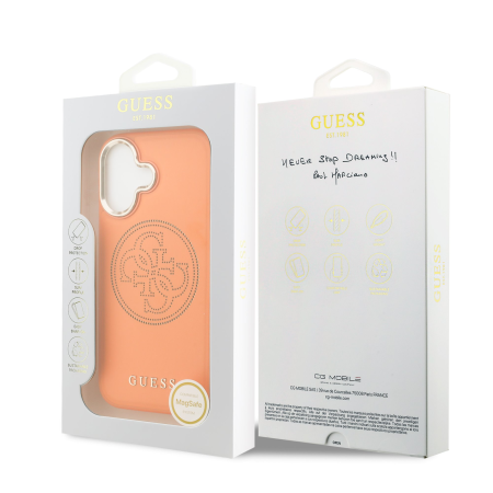 Husa iPhone 17, Guess PU Perforated 4G Logo MagSafe, Orange [5]