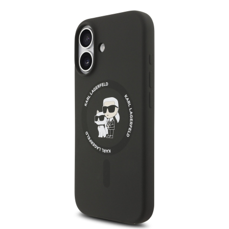 Husa iPhone 17, Karl Lagerfeld Liquid Silicone Karl and Choupette MagSafe, Black [2]