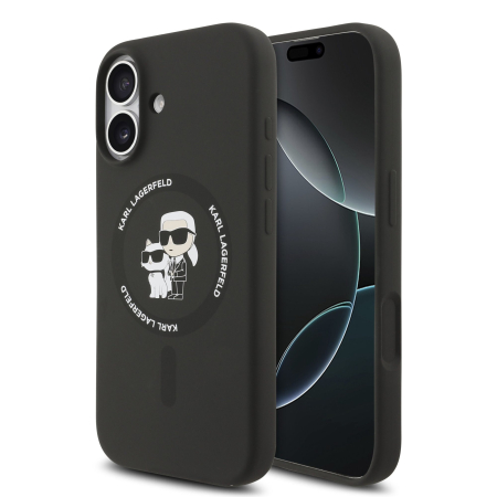 IPHONE 17 - Husa iPhone 17, Karl Lagerfeld Liquid Silicone Karl and Choupette MagSafe, Black