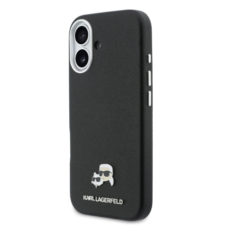Husa iPhone 17, Karl Lagerfeld PU Karl and Choupette Heads Pins MagSafe, Black [2]