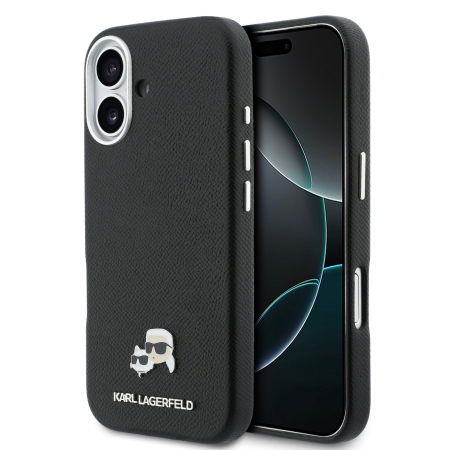 IPHONE 17 - Husa iPhone 17, Karl Lagerfeld PU Karl and Choupette Heads Pins MagSafe, Black