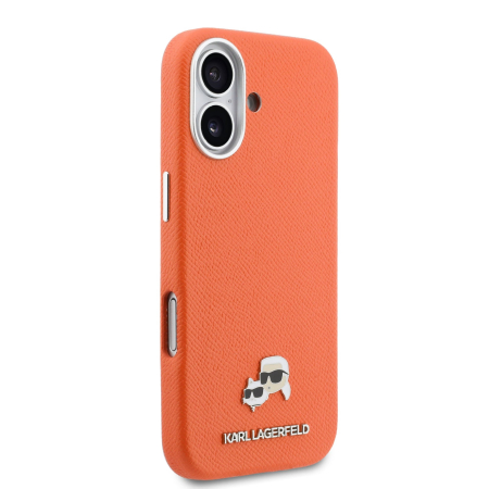 Husa iPhone 17, Karl Lagerfeld PU Karl and Choupette Heads Pins MagSafe, Orange [3]