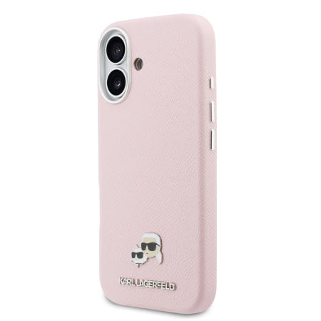 Husa iPhone 17, Karl Lagerfeld PU Karl and Choupette Heads Pins MagSafe, Pink [2]