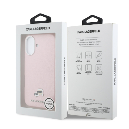 Husa iPhone 17, Karl Lagerfeld PU Karl and Choupette Heads Pins MagSafe, Pink [6]